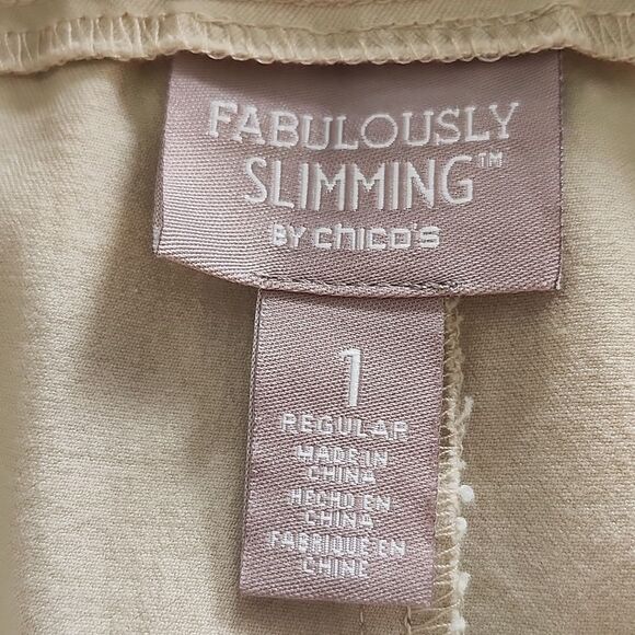 Chico's Fabulously Slimming Tan Khaki Pull On Waist Chino Pants, 8 - Picture 4 of 8